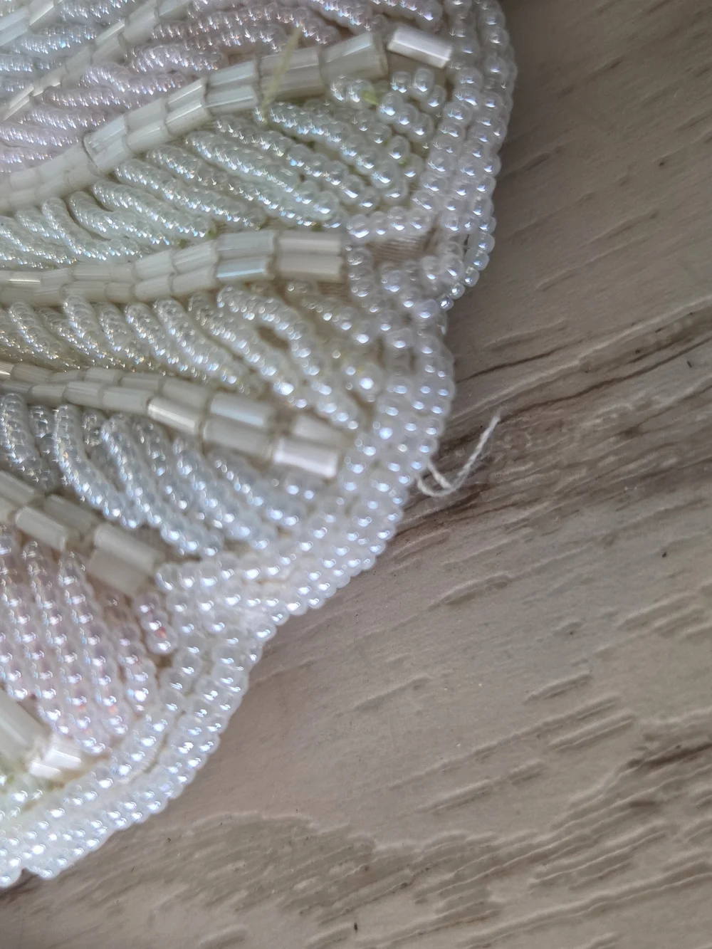 Vintage Beaded Shell Clutch in Cream and Pink with Gold Chain